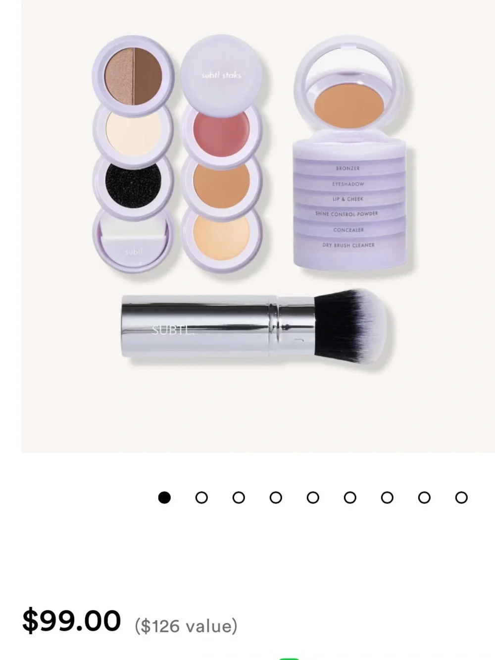 NWT SUBTL. Beauty 6-in-1 Full Face Makeup Stack with Duel-Ended Face Brush